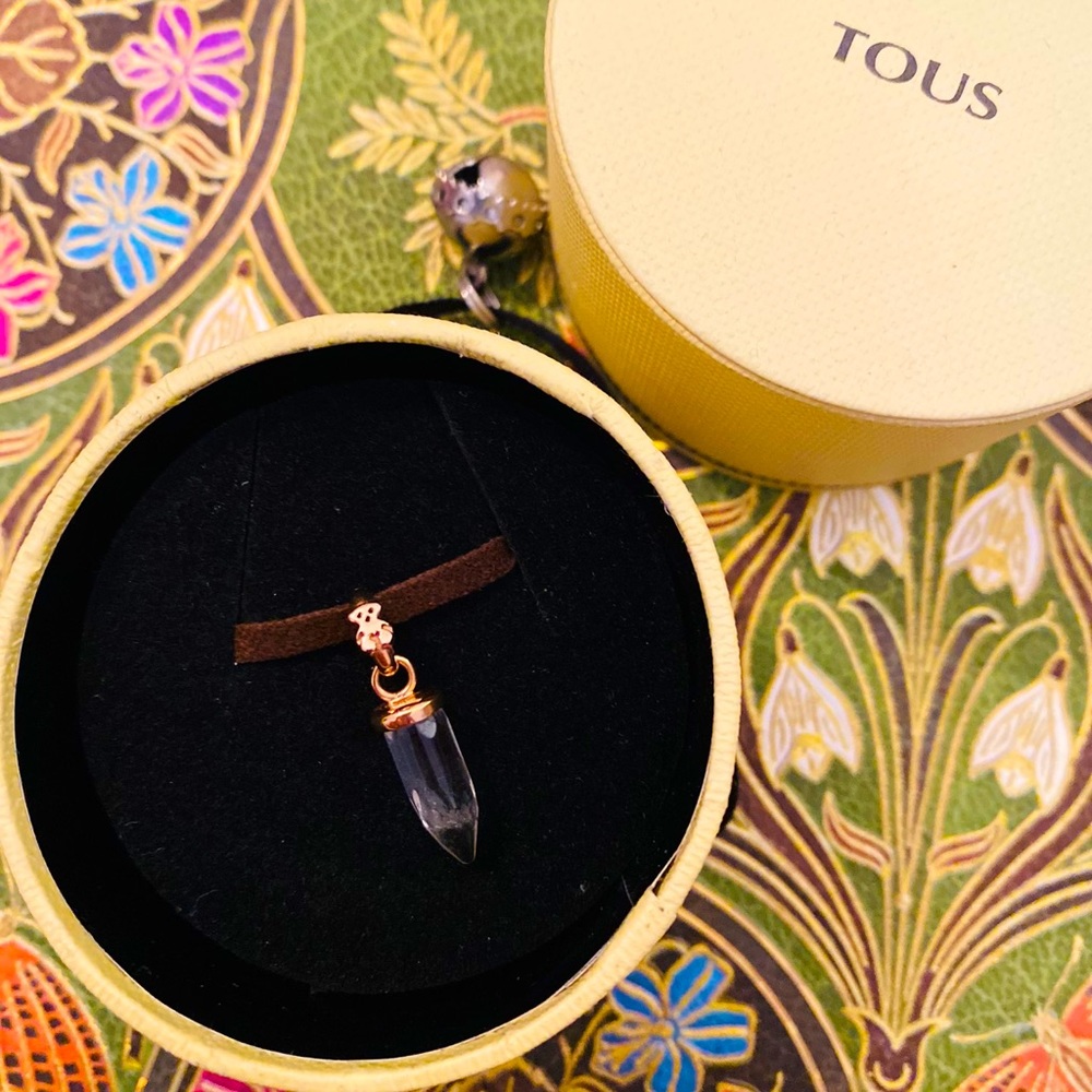 TOUS Tiny Prism Pendant in Rose Silver Vermeil with Quartz